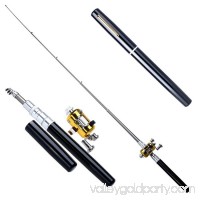 Mini Portable Pocket Aluminum Alloy Fishing Rod Rack Pen and Reel Combos,Black   